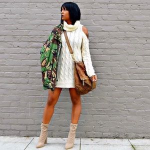 Dreamers Cold Shoulder Turtleneck Sweater